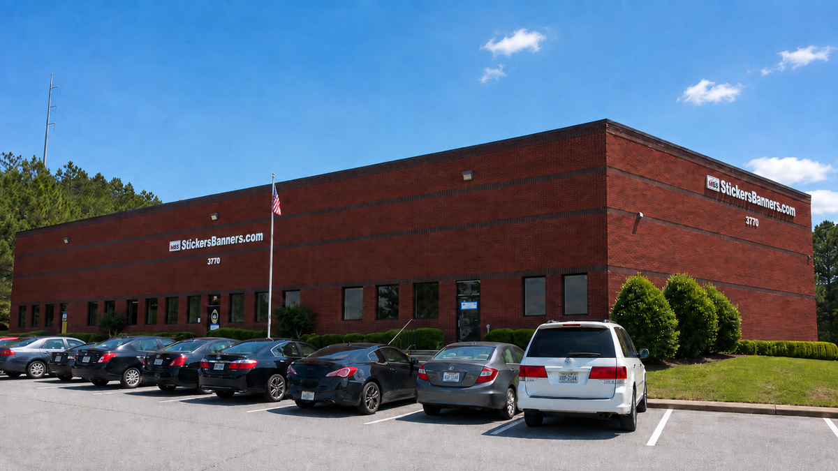 Exterior of StickersBanners headquarters in Duluth, Georgia