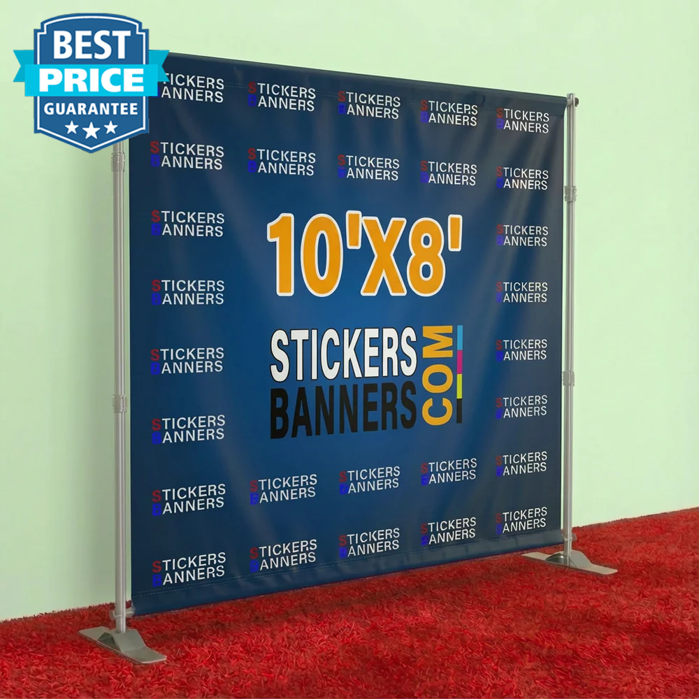 10'x8' Fabric Step and Repeat Banner with Stand and Red Carpet