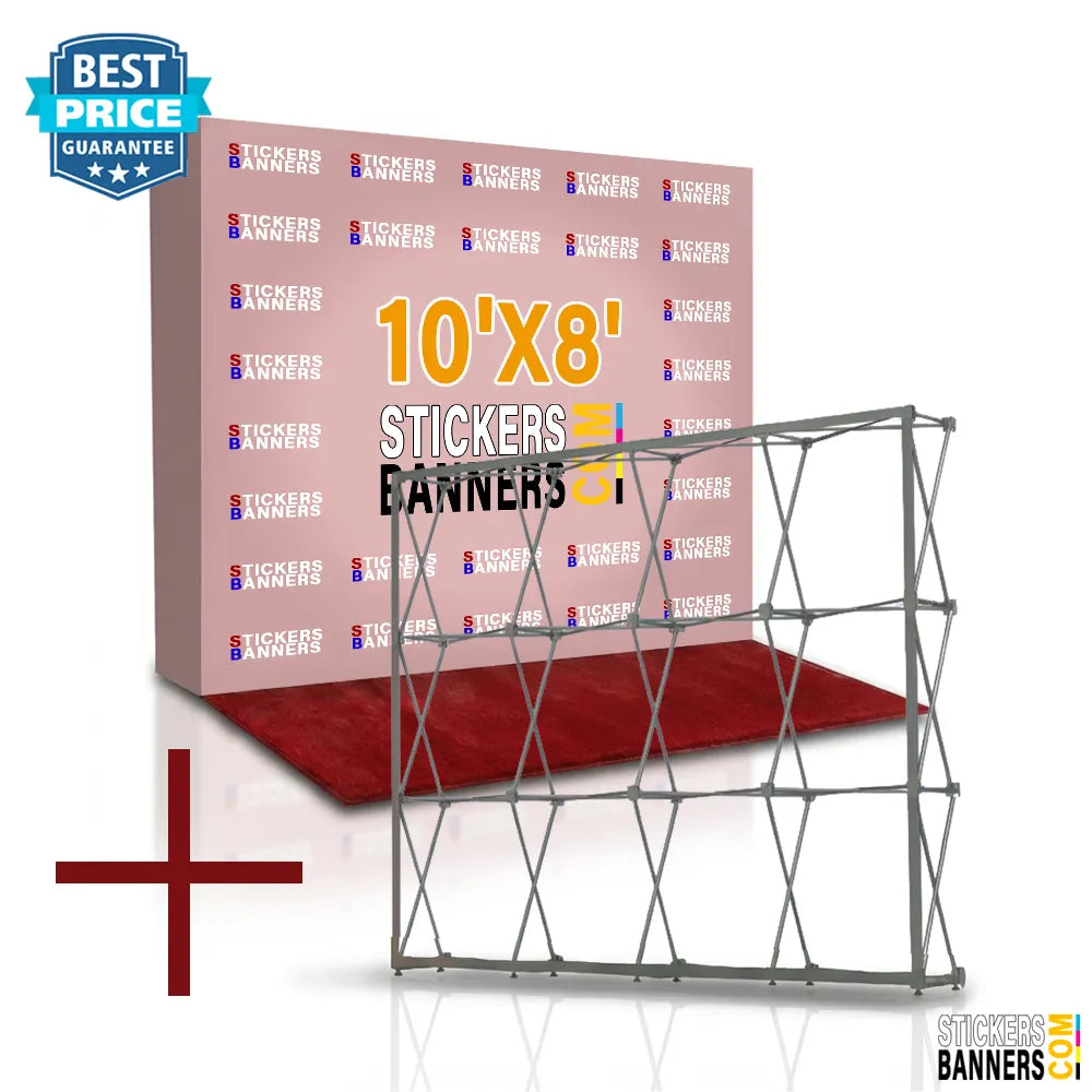 10'x8' Fabric Pop Up Display Backdrop with Stand and Red Carpet