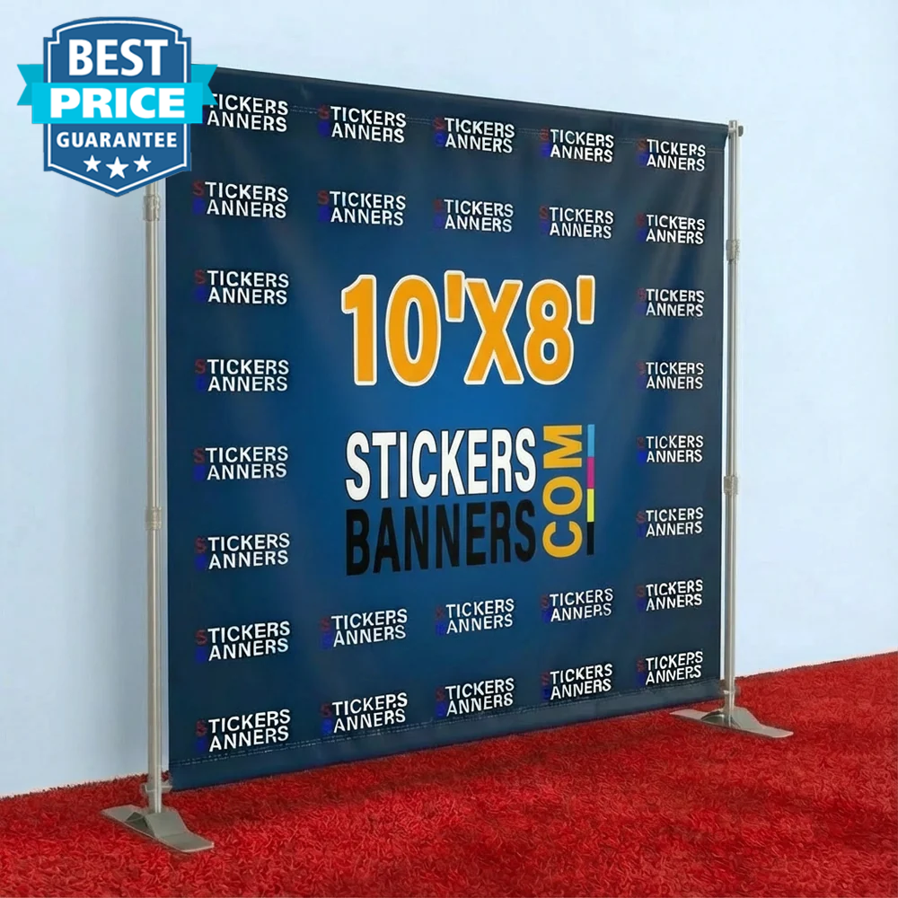 10'x8' Vinyl Step and Repeat Banner with Stand and Red Carpet