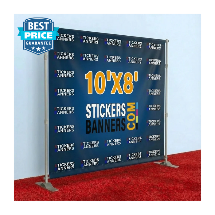 10'x8' Vinyl Step and Repeat Banner with Stand and Red Carpet