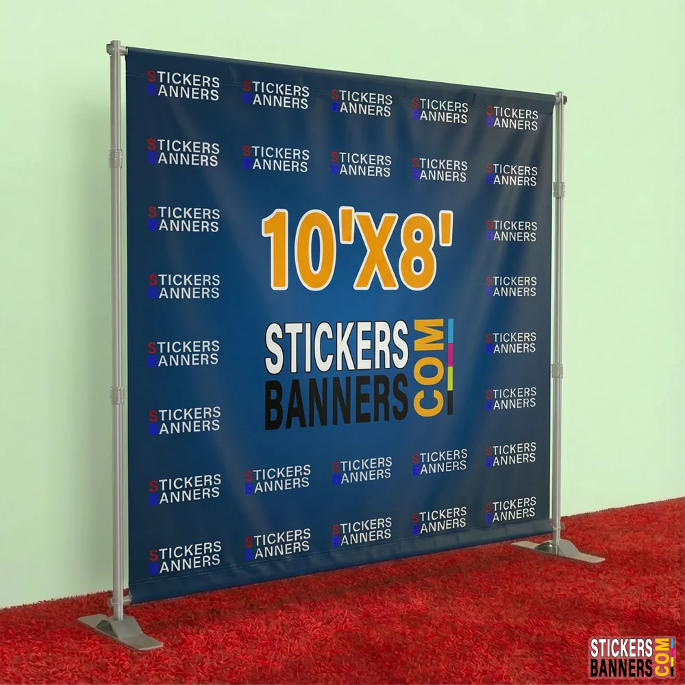 10'x8' Fabric Step and Repeat Banner with Stand and Red Carpet