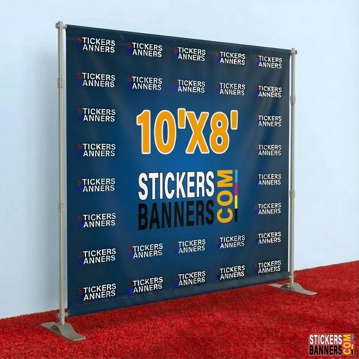 10'x8' Vinyl Step and Repeat Banner with Stand and Red Carpet