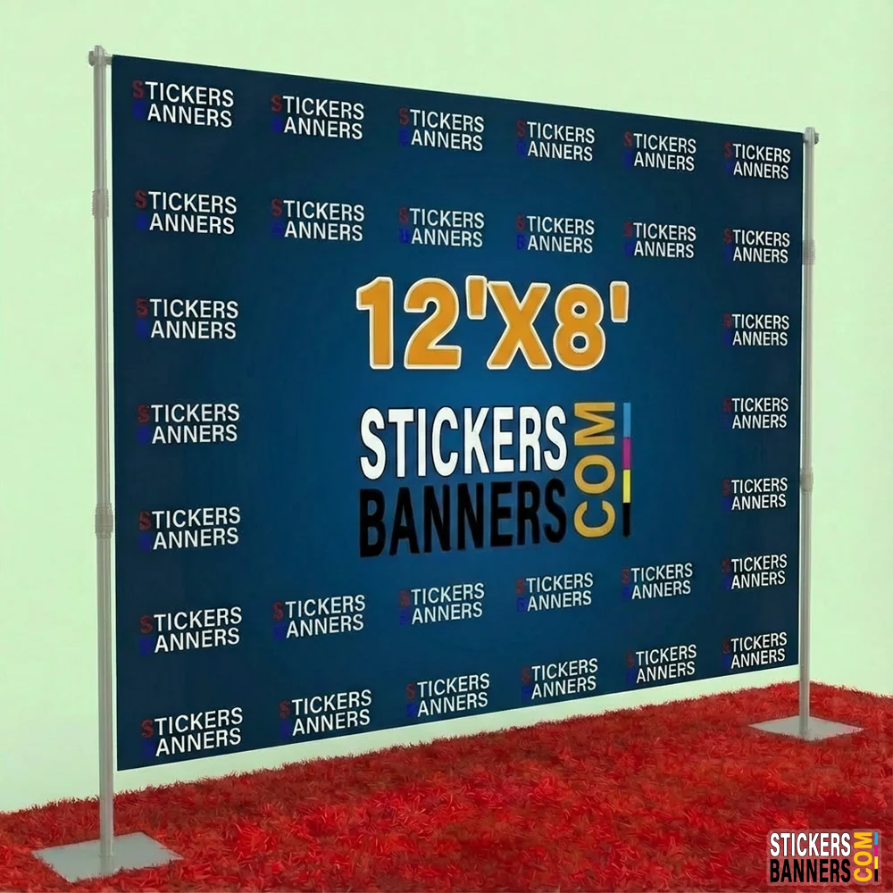 12'x8' Fabric Step and Repeat Banner with Stand and Red Carpet