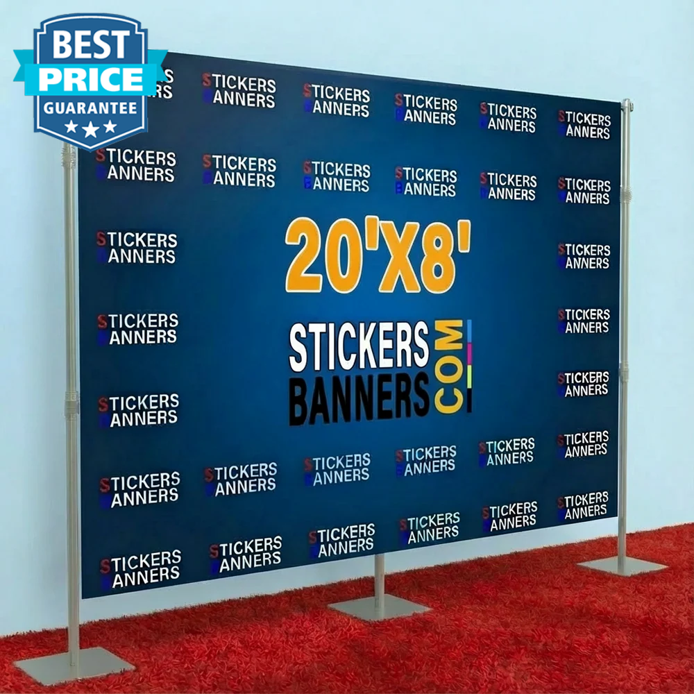 20'x8' Step and Repeat Banner with Stand and Red Carpet