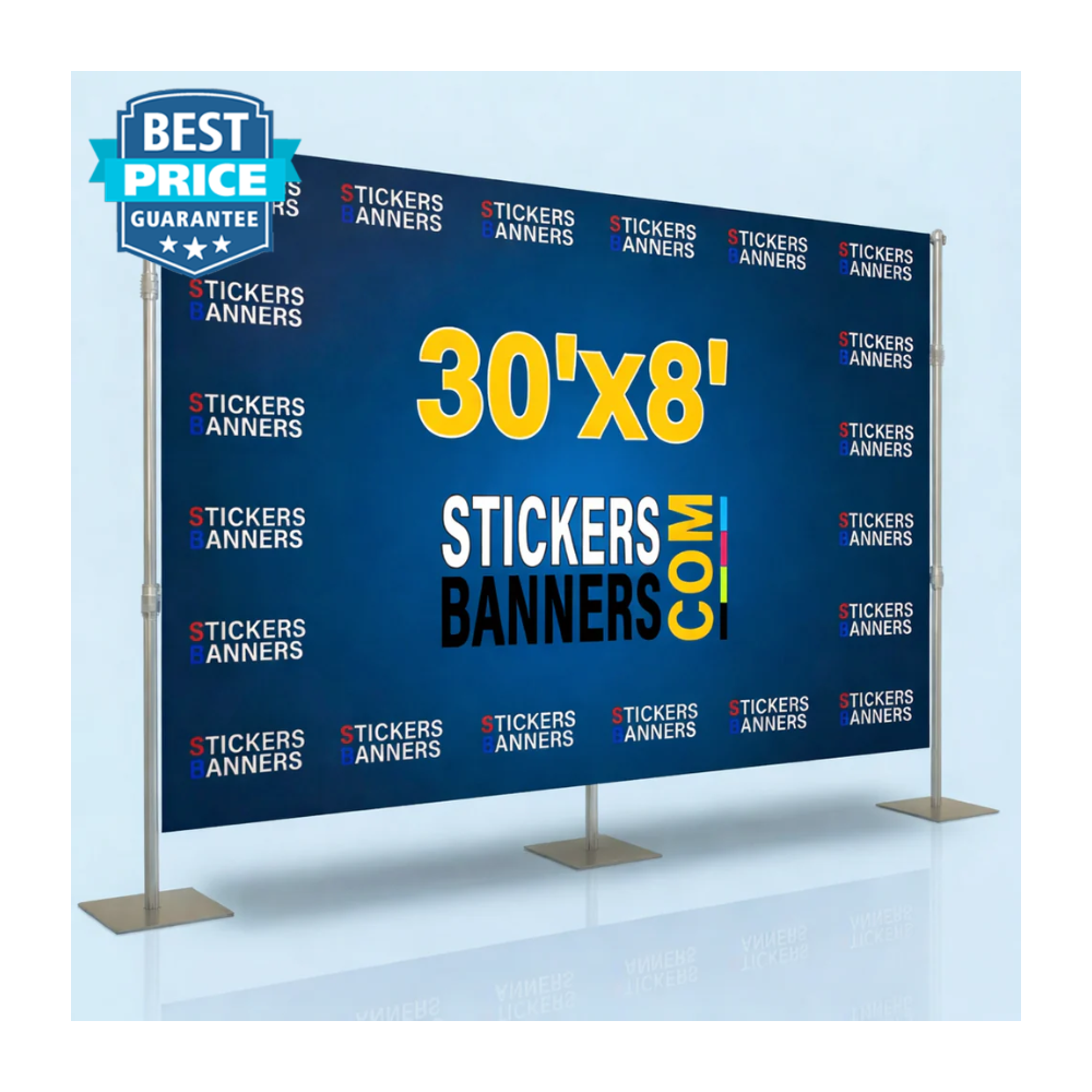 30'x8' Step and Repeat Banner with Stand
