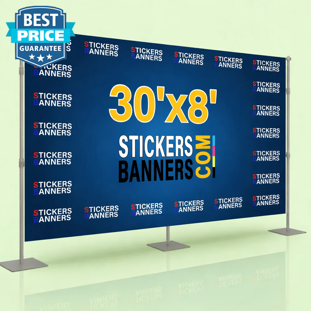 30'x8' Fabric Step and Repeat Banner with Stand