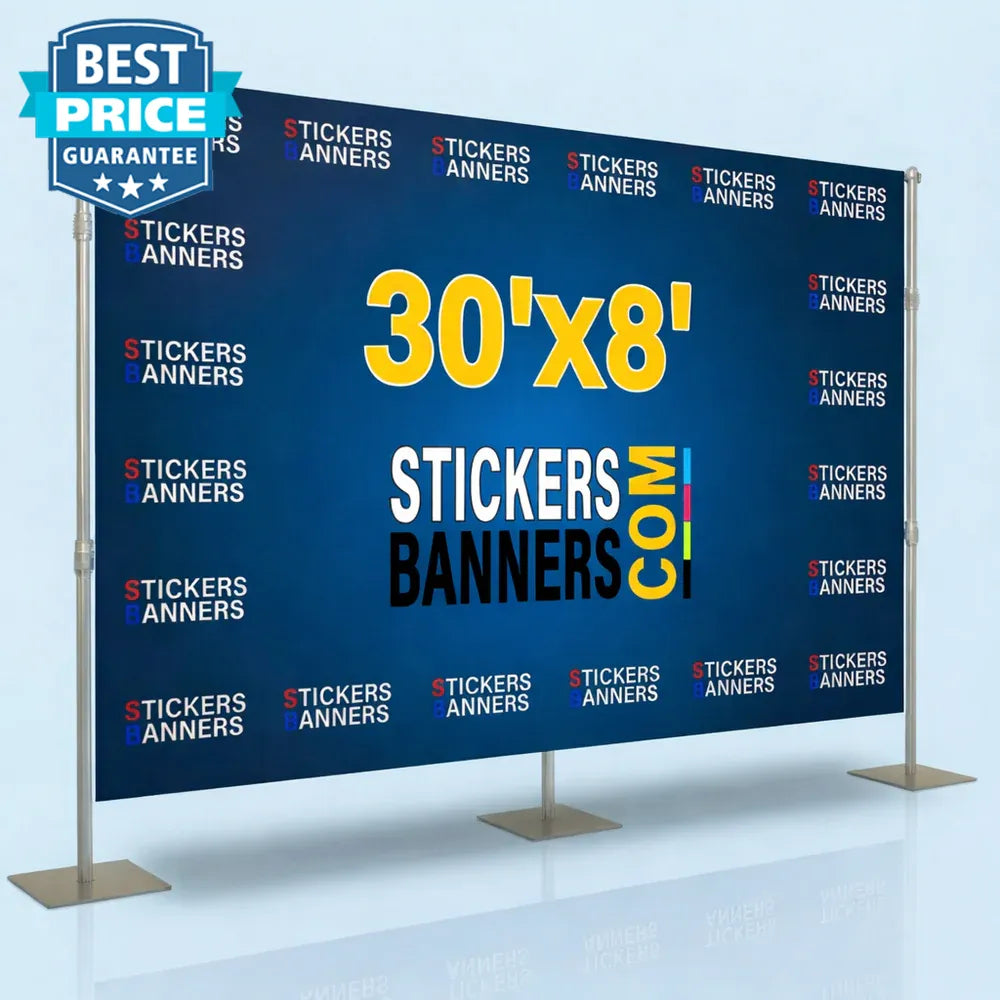 30'x8' Step and Repeat Banner with Stand