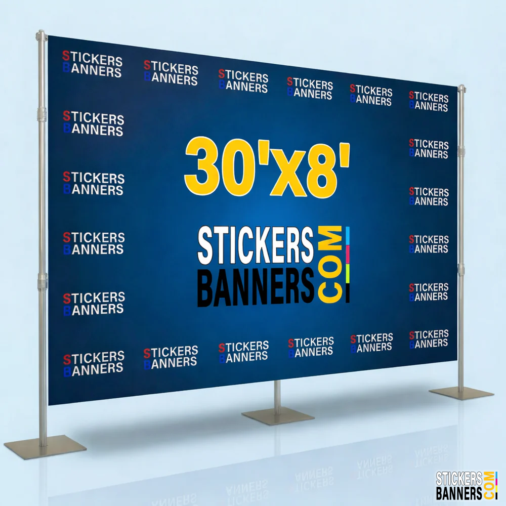 30'x8' Step and Repeat Banner with Stand