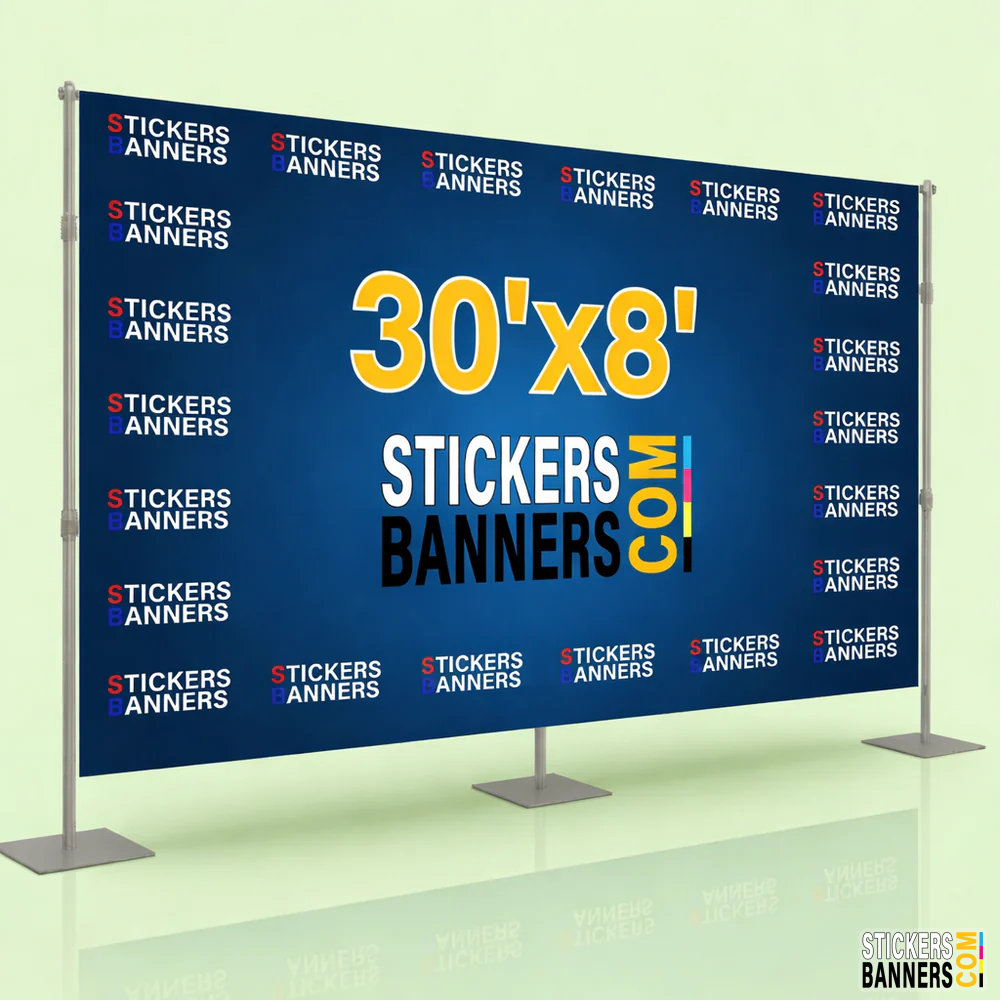 30'x8' Fabric Step and Repeat Banner with Stand