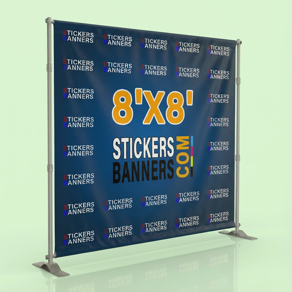 8'x8' Fabric Step and Repeat Banner with Stand