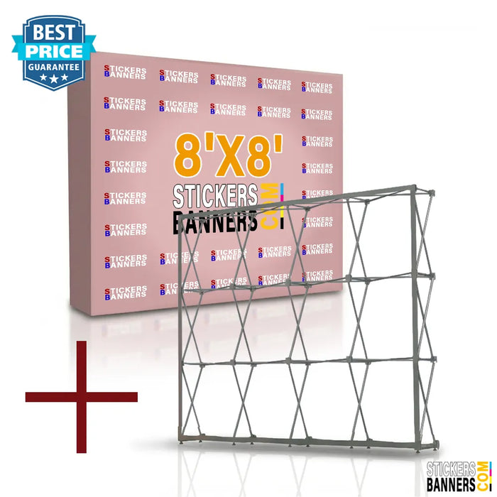 8'x8' Fabric Pop Up Display Backdrop with Stand