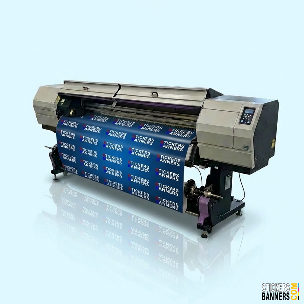 Large-format printer producing a step and repeat banner