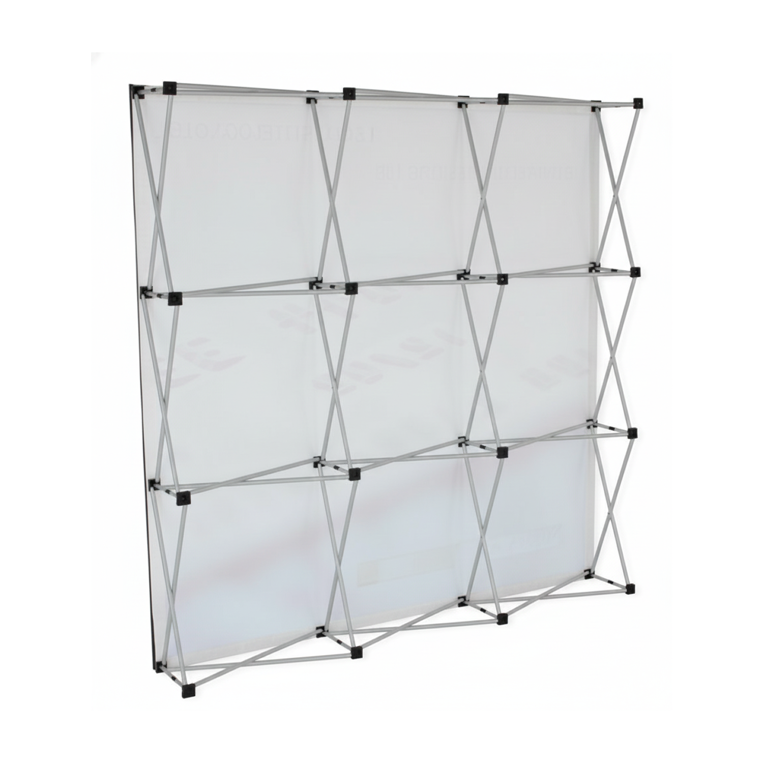 White display stand with geometric frame on a white background