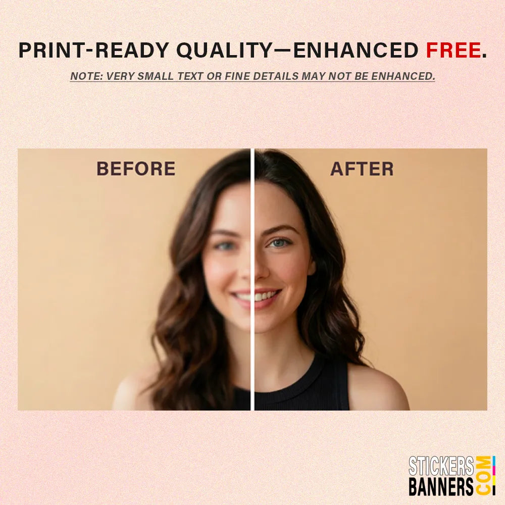 Before and after photo enhancement comparison with a woman's face on a beige background.